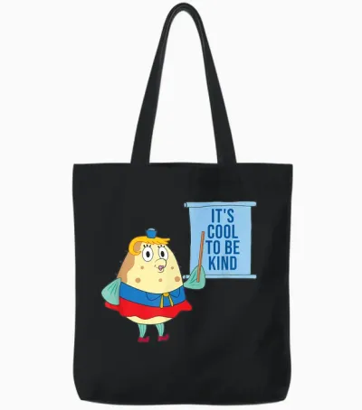 Mademark X Spongebob Squarepants - Mrs. Puff - Kindness Is Cool Tote Bags - Black