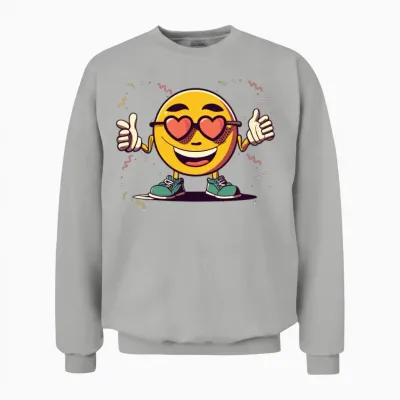 Retro Emoticon Bliss Unisex Sweatshirt - Ash