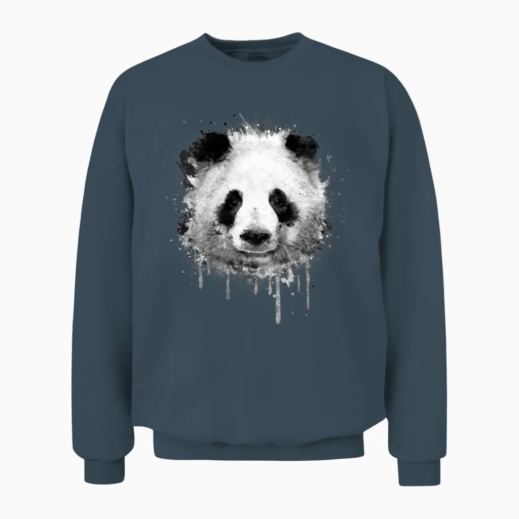 Cool Artistic Panda Portrait (watercolor Design) Unisex Sweatshirt in Dark Heather