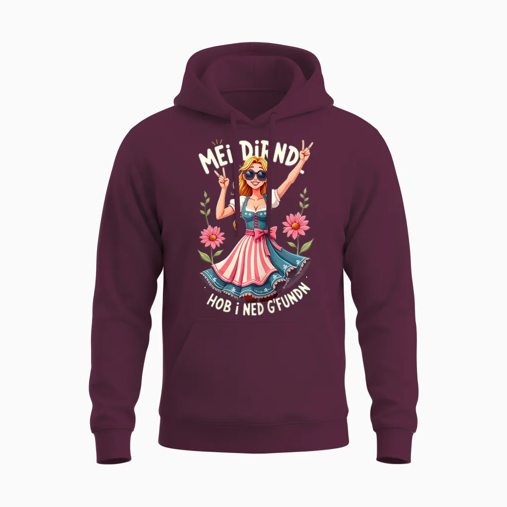 Damen Damen Trachtenshirt Ersatz-Dirndl Outfit Wäsche Oktoberfest Unisex Hoodie in Maroon