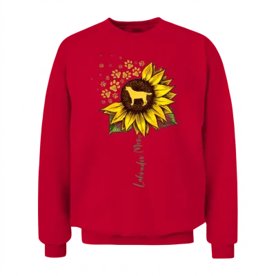 Labrador Mom Sunflower Labrador Retriever Dog Mom Unisex Sweatshirt - Red