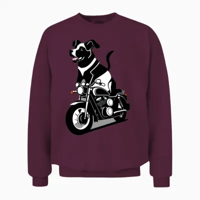 Dog Biker Funny Unisex Sweatshirt - Maroon