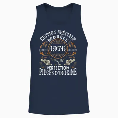 Birthday 48 Years Man Woman Humour 1976 T-Shirt, Black, S Unisex Tank Top - Navy