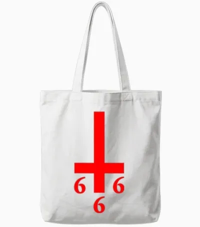 Umgedrehtes Kreuz 666 Satan Luzifer Antichrist Atheist Tote Bags - White