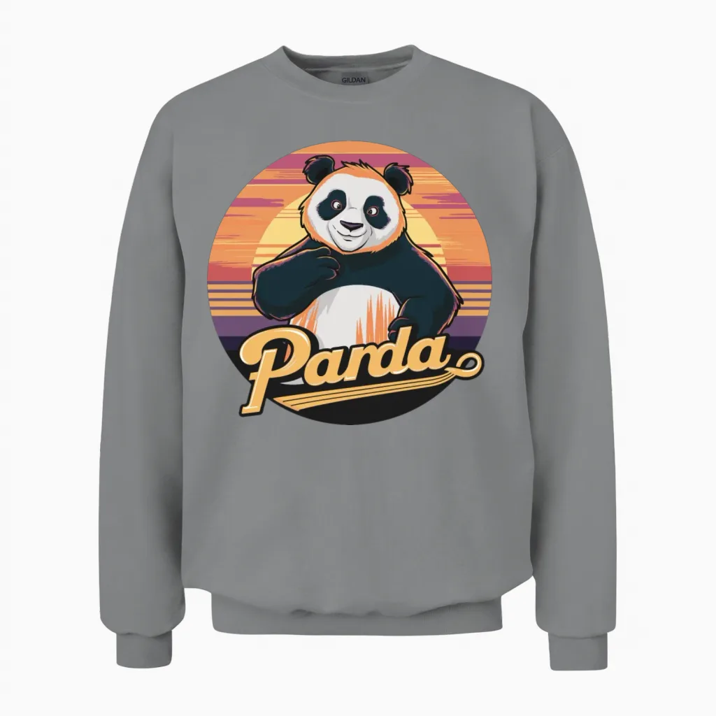 Funny Panda Retro Vintage Unisex Sweatshirt - Sport Grey