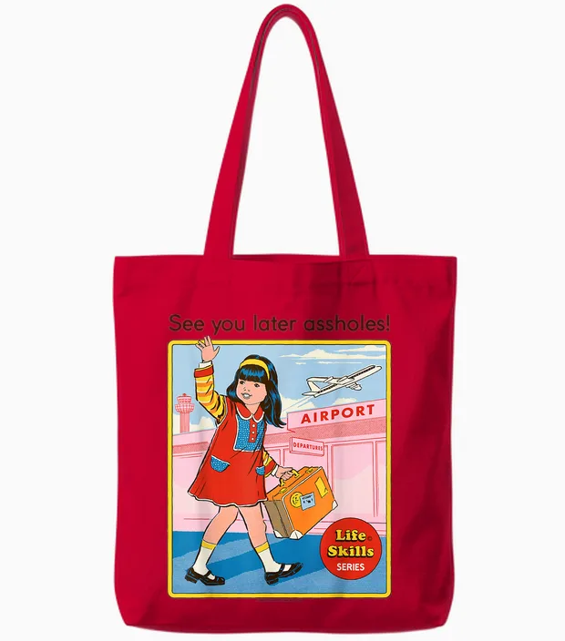 See You Later Sarcastic Retro Vintage Funny Adult Humour Tote Bags in Red