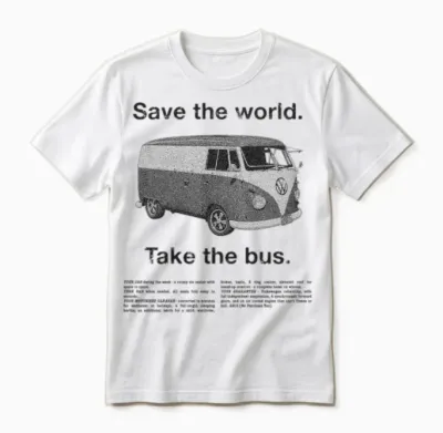 Volkswagen T1 Camper Save the World Take the Bus Unisex T-Shirt - White