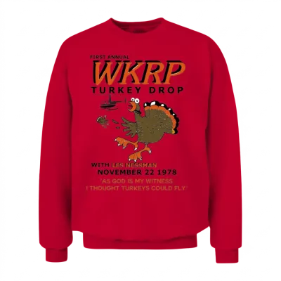 First Anuual Wkrp Turkey Drop with Les Nessman Unisex Sweatshirt - Red