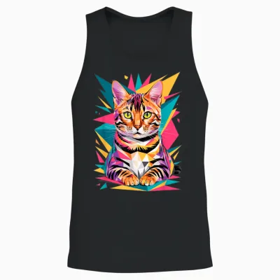 Abstract Art Bengal Cat Unisex Tank Top - Black