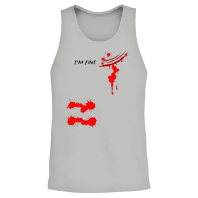 I'm Fine Bloody Hand Bloodstained Blood Splatter Unisex Tank Top - Ash