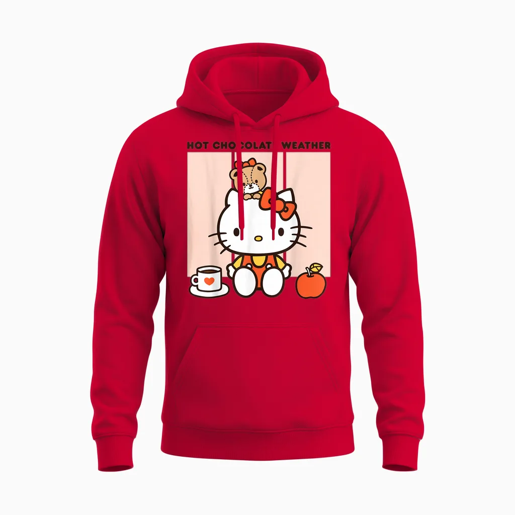 Hello Kitty Hot Chocolate Weather Unisex Hoodie in Red