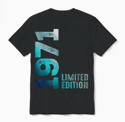 1971 Birth Vintage Since 1971 Retro 1971 Limited Edition T-Shirt, Black, S Unisex T-Shirt - Black