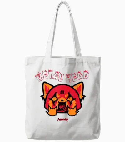 Aggretsuko Rage Metal Head Tote Bags - White