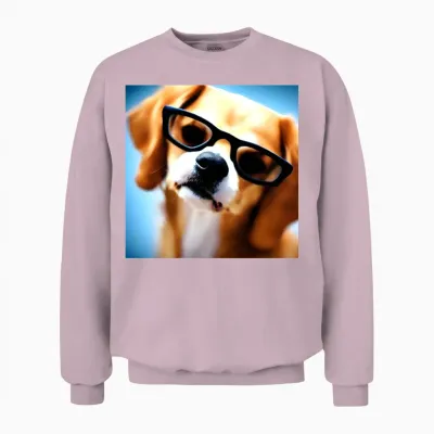Dog with Glasses Unisex Sweatshirt - Light Pink