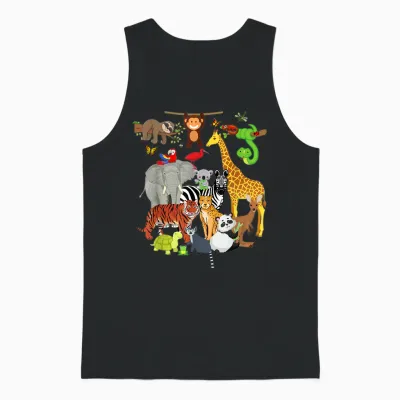 Zoo Animals Wildlife Birthday Party Zoo Day 26 Animals Unisex Tank Top - Black