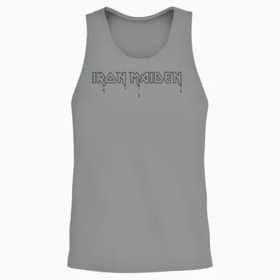 Iron Maiden - Weißes Logo T-Shirt, Unisex, Kurzarm, S, Klassisch, Crew-Ausschnitt, Doppelt Genähter Saum, Importiert Unisex Tank Top - Sport Grey