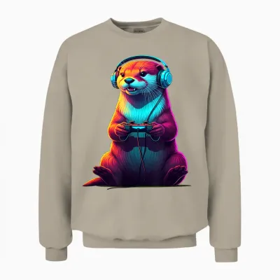 Otter Gaming Animal Video Games Funny Otter Unisex Sweatshirt - Sand