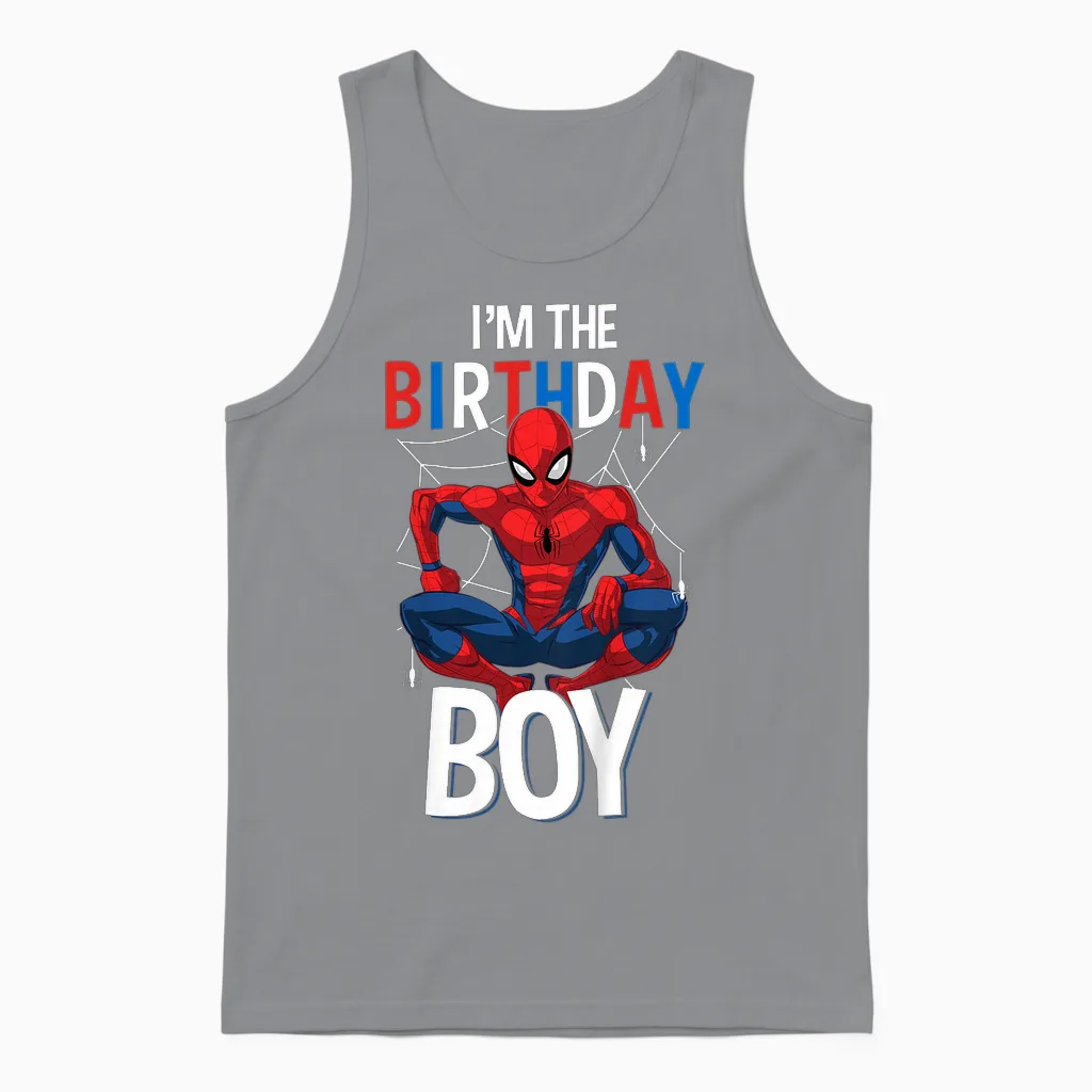 Kids Marvel Comics Spider-Man Classic I'm the Birthday Boy Unisex Tank Top in Sport Grey