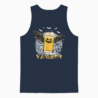 Vambier Funny Saying Happy Halloween Bat T-Shirt, Black Unisex Tank Top - Navy