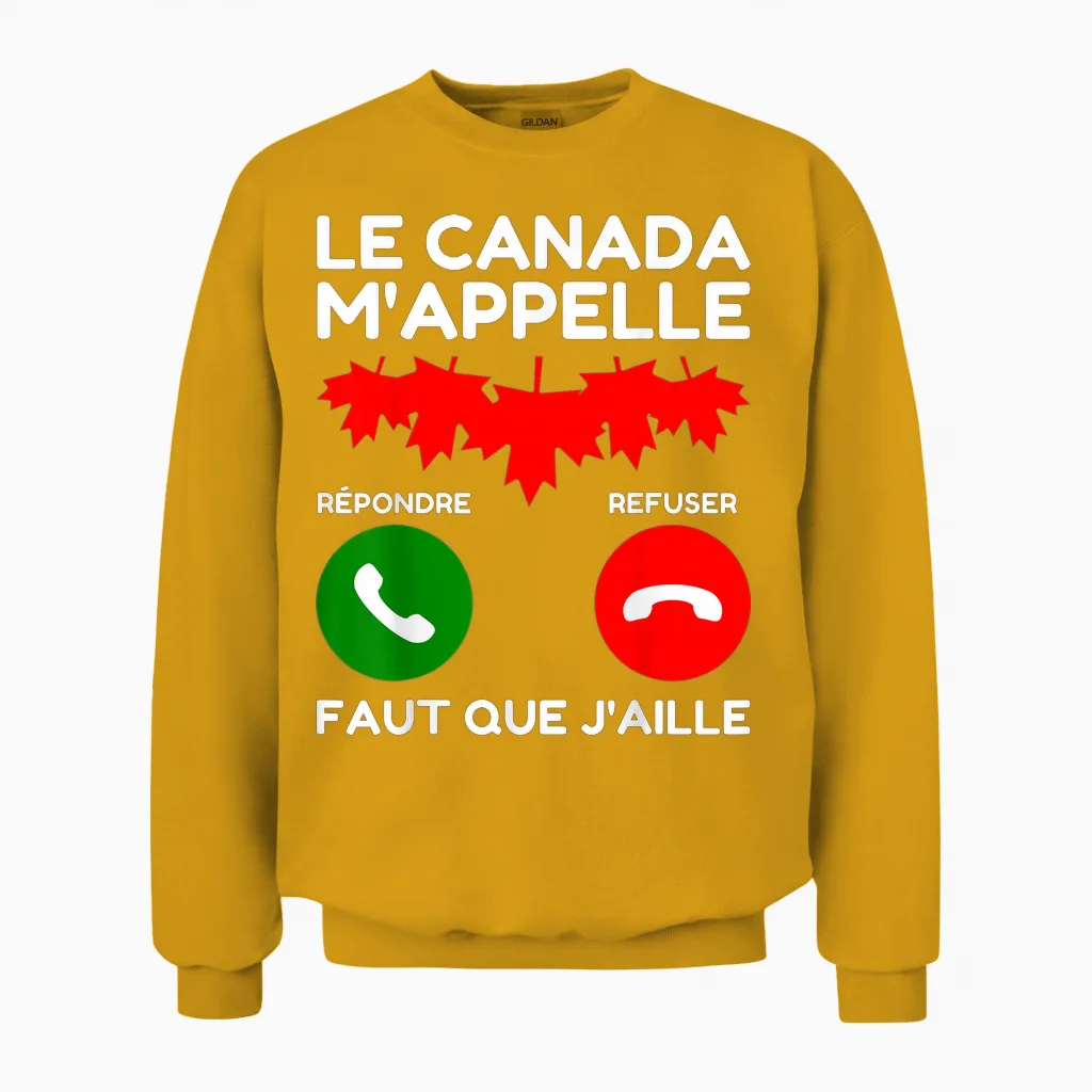 I Bar in Canada Maple Leaf: Canada Calls Me Unisex Sweatshirt in Gold