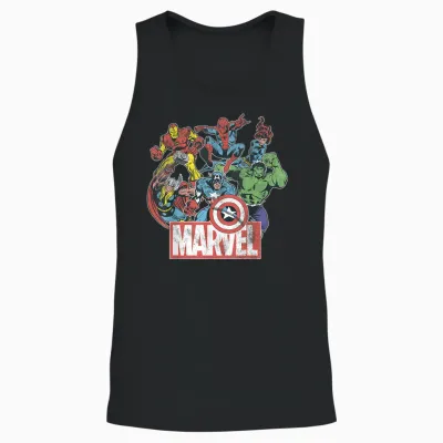 Marvel Avengers Team Retro Comic Vintage T-Shirt, Black, S Unisex Tank Top - Black