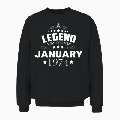 January 1974 Birthday Unisex Sweatshirt - Black