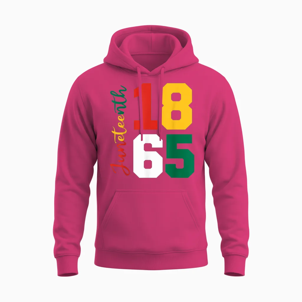 Juneteenth Shirts Women Men African American Juneteenth 1865 Unisex Hoodie in Heliconia
