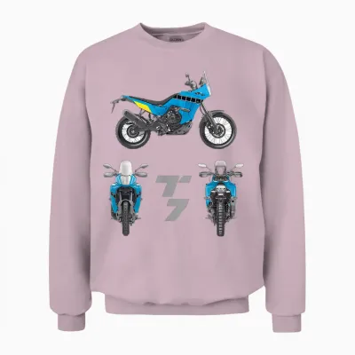 Tenere 700 T7 Adventure Vintage Bike Enduro Shirt Motorcycle T-Shirt, Black, S Unisex Sweatshirt - Light Pink