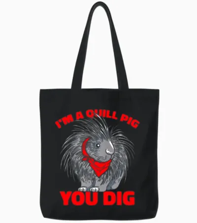 Porcupine Funny Tote Bags - Black
