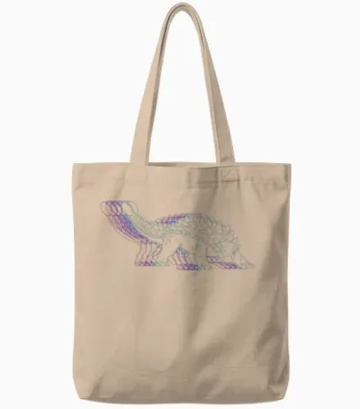 Retro Ankylosaurus Dinosaur Vaporwave Tote Bags - Natural