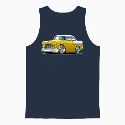 1955 Chevy Belair Yellow Car Unisex Tank Top - Navy