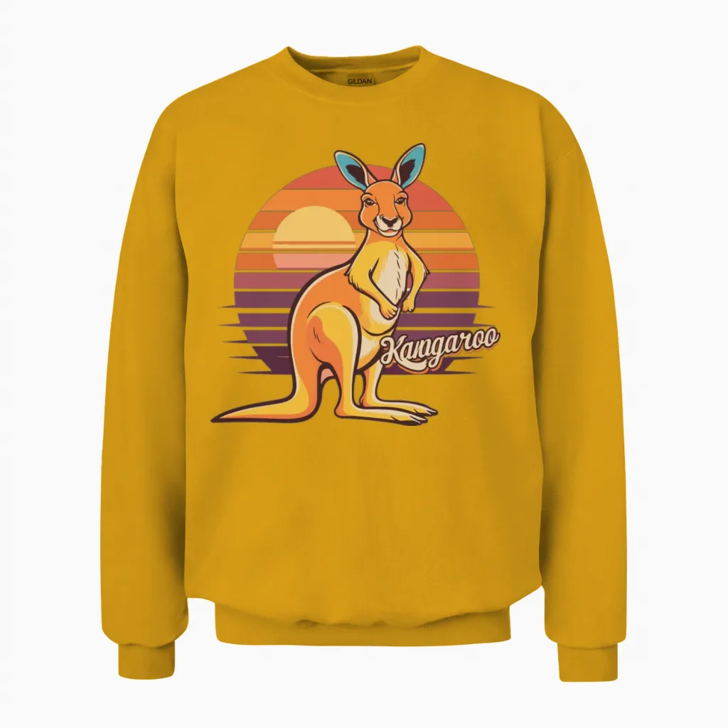 Funny Kangaroo Retro Vintage Unisex Sweatshirt - Gold
