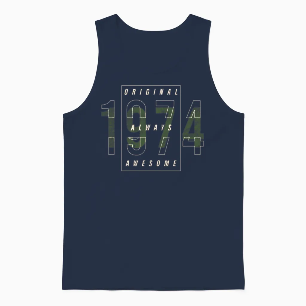Original 1974 Year of Birth Urban Gift Vintage Unisex Tank Top in Navy