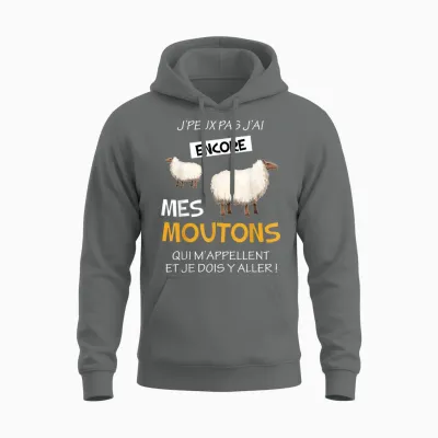 Je Peux Pas J'ai Mes Mes Sheep Breeder Shepherd Humour Excuse Unisex Hoodie - Graphite Heather