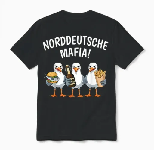 North German Mafia Seagulls North Germany Low German Moin Unisex T-Shirt in Black