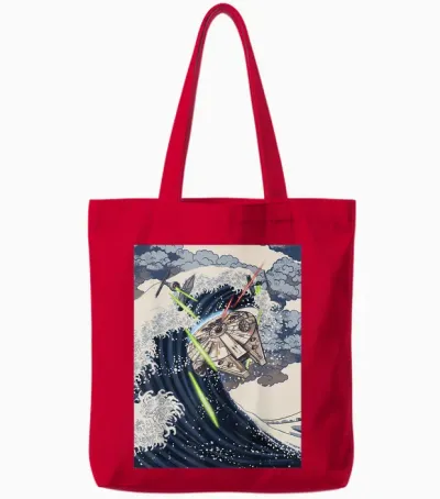 Star Wars Millennium Falcon Space Wave Tote Bags - Red