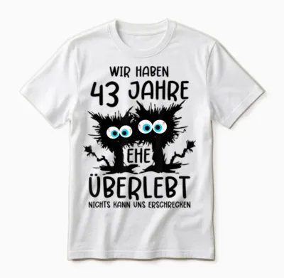 43 Jahre Verheiratet Liiert 43 Hochzeitstag Unisex T-Shirt - White