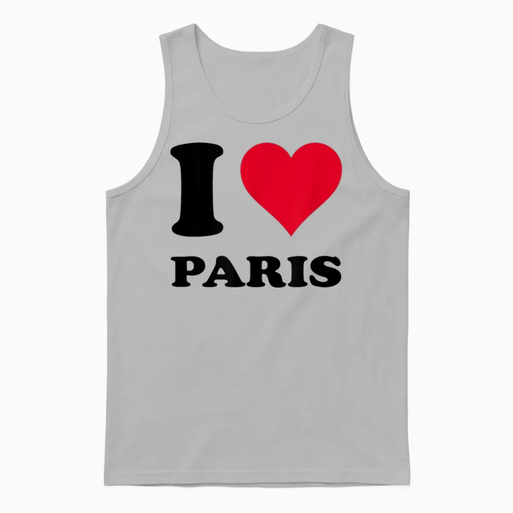 J'aime Paris T-Shirt, White, S Unisex Tank Top in Ash
