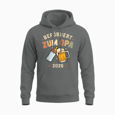 Grandpa 2026 T-Shirt with German Text "ich Werde Opa Schwangeran" Unisex Hoodie - Graphite Heather