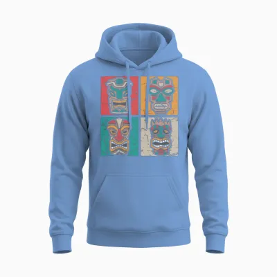 Retro Hawaiian Tiki Hawaii Unisex Hoodie - Carolina Blue