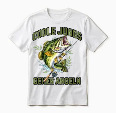 Children's Fishing, Children's Fishing Saying, Cool Boys Go Fishing Unisex T-Shirt - White