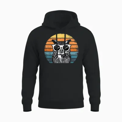 Eule Mit Sonnenbrille Vintage Unisex Hoodie - Black