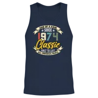 Funny Birthday Born in 1974 Limited Edition Unisex Tank Top - Navy – 2