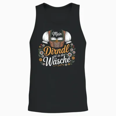 T-Shirt with German Text "mein Dirndl Ist in Der Wäsche" [german Language] Unisex Tank Top - Black