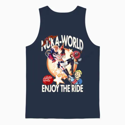 Fallout Video Game Nuka World Enjoy the Ride Vault Boy Unisex Tank Top - Navy