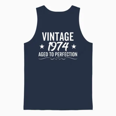 Vintage 1974 Aged to Perfection Unisex Tank Top - Navy