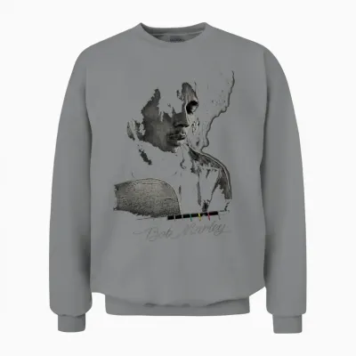 Bob Marley Catch a Fire Guitar Tee T-Shirt Small Unisex Sweatshirt - Sport Grey