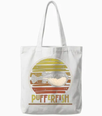 Blowfish Balloonfish Retro Pufferfish Tote Bags - White
