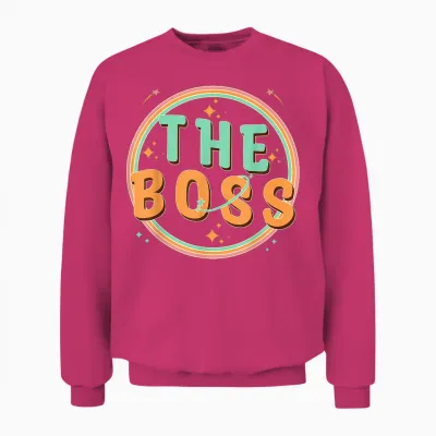 The Boss - the Real Boss - Funny Couple Groovy Matching T-Shirt, Black, S Unisex Sweatshirt - Heliconia