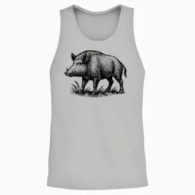 Wild Boar Hunting Gift, Wild Pig Hunter Outfit for Men and Women Unisex Tank Top - Ash